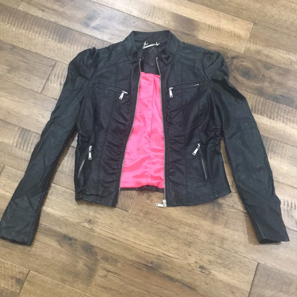 Pleather zip up jacket